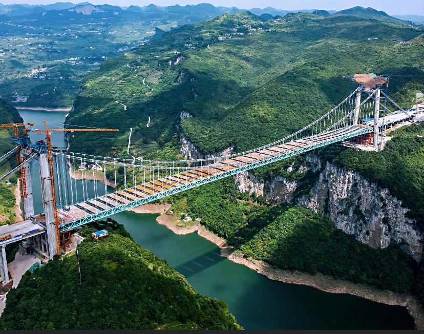 The Jinfeng Wujiang River Bridge in southwest China's Guizhou