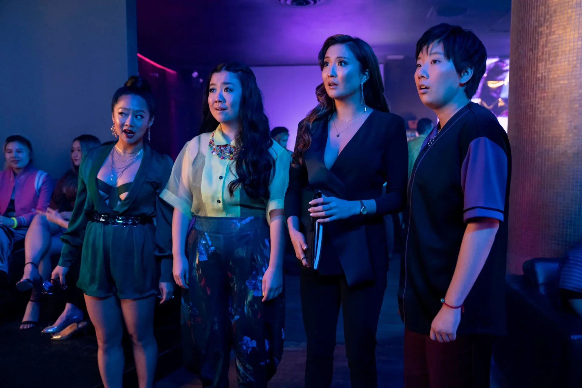 Stephanie Hsu, Sherry Cola, Ashley Park and Sabrina Wu in a still from “Joy Ride”.