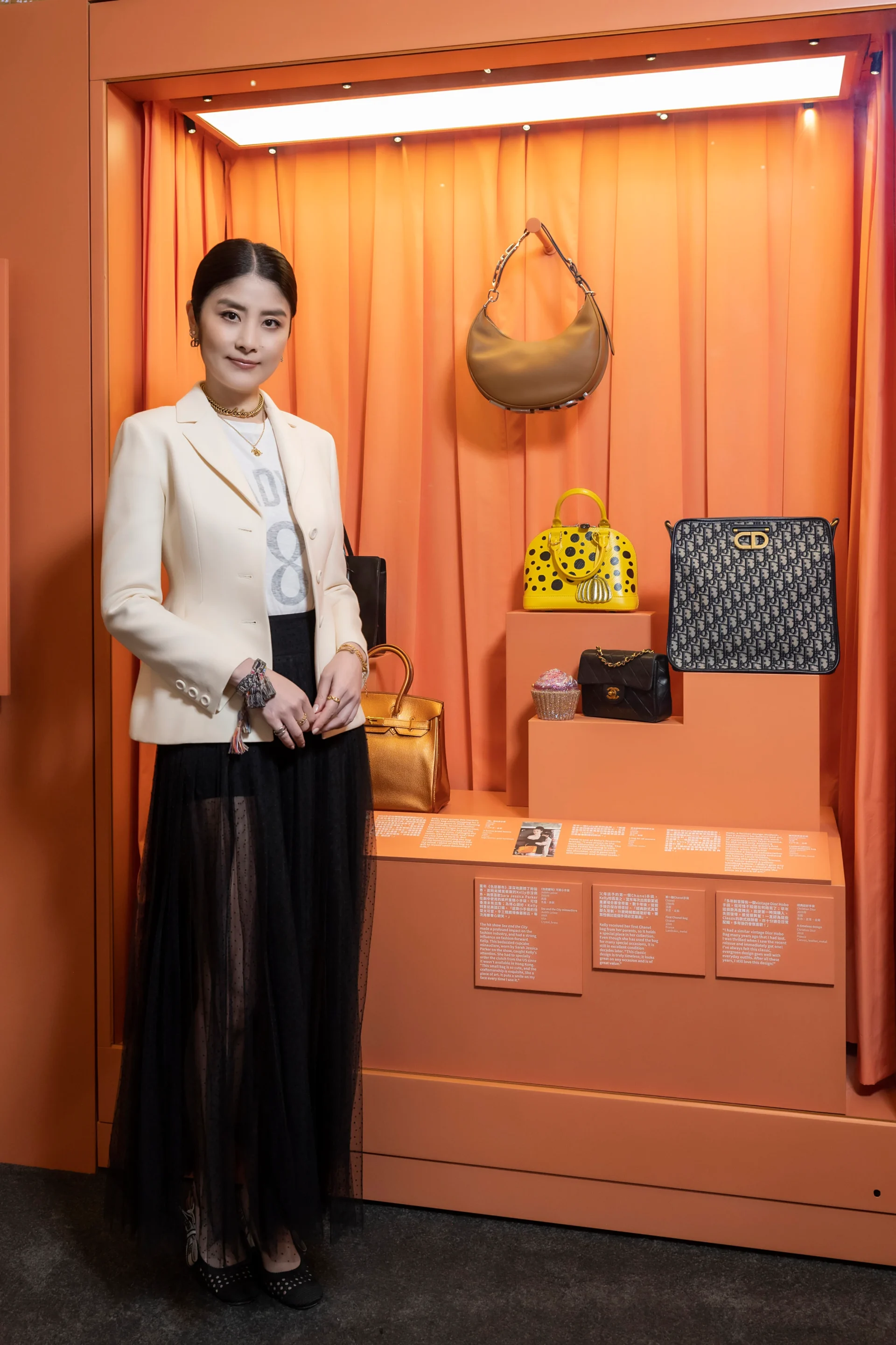 Hong Kong singer-actress Kelly Chen with handbags from her personal collection