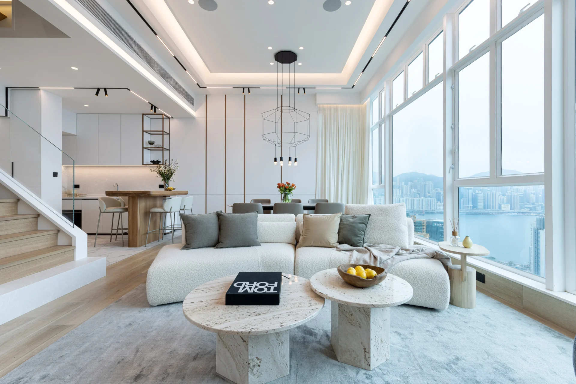 The living room of the Lin family’s Hung Hom penthouse flat.