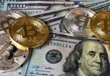 Bitcoins and U.s Dollar Bills