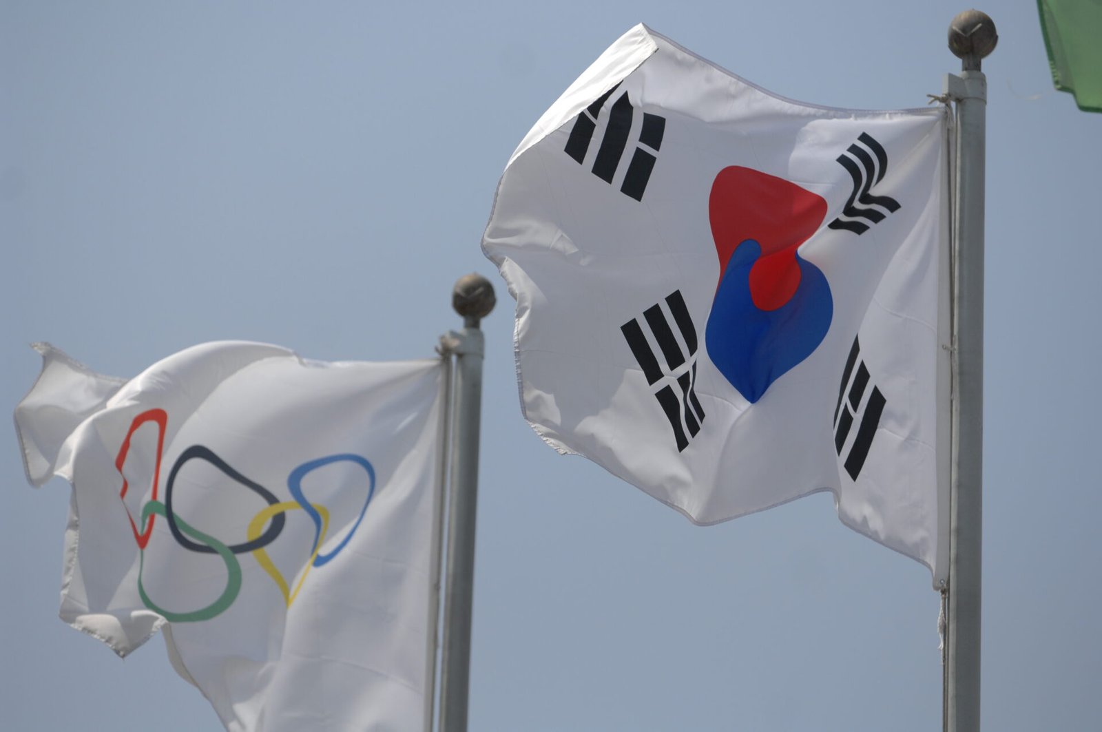 Olympic and South Korean flag