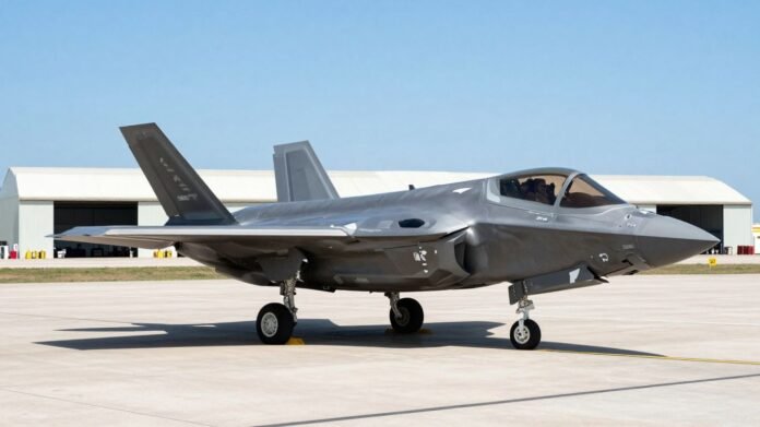 F-35 jet at pilot training hub in Sicily.