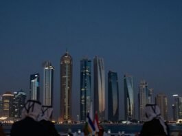 Abu Dhabi skyline during peace talks