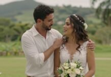 Couple in wedding attire from Married at First Sight.