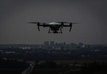 Ukrainian drone flying towards Europe over Belarus border.